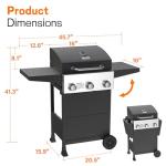 Veralune 3-Burner Gas Grill with Thermometer & Side Shelves