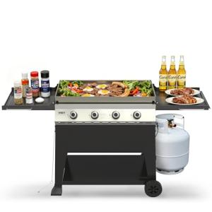 Propane Grill with Cover and Foldable Side Table