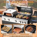 MELLCOM 3-in-1 Gas Grill and Pizza Oven Combo
