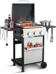 3-Burner Propane Gas Grill with Side Table
