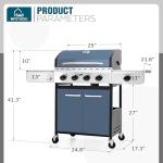 MFSTUDIO 4-Burner Propane BBQ Grill with Side Burner