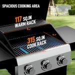 Bonnlo 3-Burner Portable Gas Grill with Side Shelf