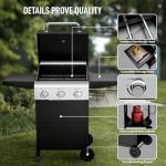 Bonnlo 3-Burner Portable Gas Grill with Side Shelf
