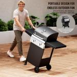 ROVSUN 2-Burner Propane Grill with Folding Shelves