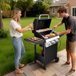 Bonnlo 3-Burner Portable Gas Grill with Side Shelf