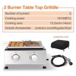 Tabletop Stainless Steel Propane Griddle - Easy Clean