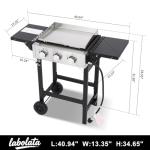 3-Burner Flat Top Gas Griddle with Cover