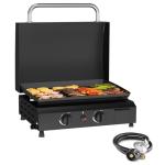 SKOK Portable 2 Burner Gas Griddle with Hood