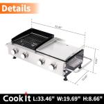 Cookit Portable 4-Burner Gas Grill and Griddle
