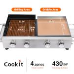 Cookit Portable 4-Burner Gas Grill and Griddle