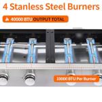 Cookit Portable 4-Burner Gas Grill and Griddle