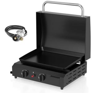 ADREAK Portable 2-Burner Gas Griddle with Hood