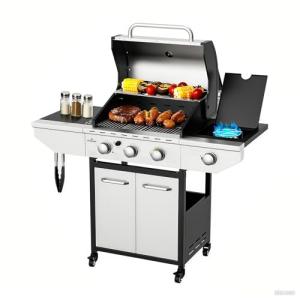 LOUAORIS 3-Burner Stainless Steel Propane Grill