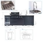 Outdoor Kitchen Island with Grill, Sink & Fridge