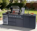Outdoor Kitchen Island with Grill, Sink & Fridge