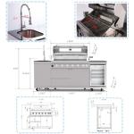 82" Outdoor Kitchen Island with 6-Burner Grill