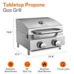 Veralune Portable 2-Burner Propane Grill with Thermometer
