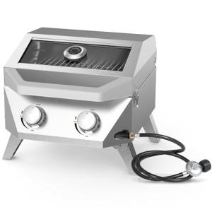 BESTFIRE Portable Gas Grill with Viewing Lid