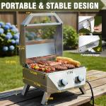BESTFIRE Portable Gas Grill with Viewing Lid