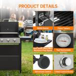 3-Burner Propane Gas BBQ Grill with Side Burner