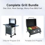 3-Burner Propane Grill with Foldable Shelves