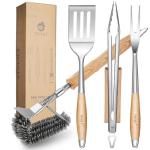 TIVOLI 4PC BBQ Tool Set with Wood Handle