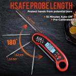 Instant Read Waterproof Meat Thermometer for Grilling