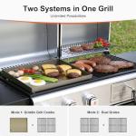 Dual-Fuel Grill with Double Lids for Outdoors