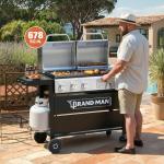 Dual-Fuel Grill with Double Lids for Outdoors