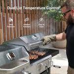Dual-Fuel Grill with Double Lids for Outdoors