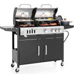 Charcoal and Propane Gas Grill Combo with Side Burner