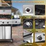 3-Burner Propane Grill with Side Burner, Stainless Steel