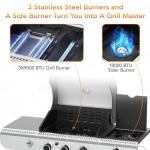 3-Burner Propane Grill with Side Burner, Stainless Steel