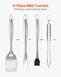 4-Piece Stainless Steel BBQ Grilling Tool Set