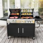 Dual Fuel BBQ Grill with Side Burner - Black