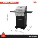 Megamaster 2-Burner Propane Grill with Foldable Tables