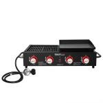 Compact Gas Grill and Griddle Combo with Grease Cup