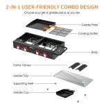 Compact Gas Grill and Griddle Combo with Grease Cup