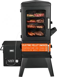 4-Rack Electric Pellet Smoker with Cover & Probe