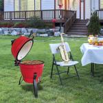 13" Round Kamado Charcoal Grill with Thermometer