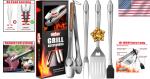 18-Inch BBQ Tools Set with Tongs, Spatula, Fork