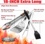 18-Inch BBQ Tools Set with Tongs, Spatula, Fork