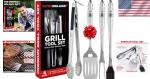 BBQ Tool Set with Spatula, Fork, Tongs, Brush