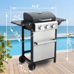 3 Burner Propane Grill with Hang Basket & Grates