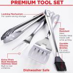 BBQ Tool Set with Spatula, Fork, Tongs, Brush