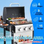 3 Burner Propane Grill with Hang Basket & Grates