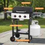 3-Burner Propane Grill with Folding Side Tables