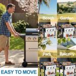 3 Burner Propane Grill with Hang Basket & Grates