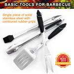 4-Piece BBQ Tool Set with Spatula, Fork, Tongs