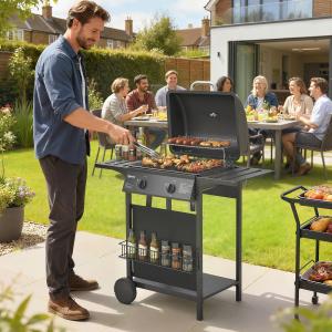 Outsunny 2-Burner Gas Grill with Wheels